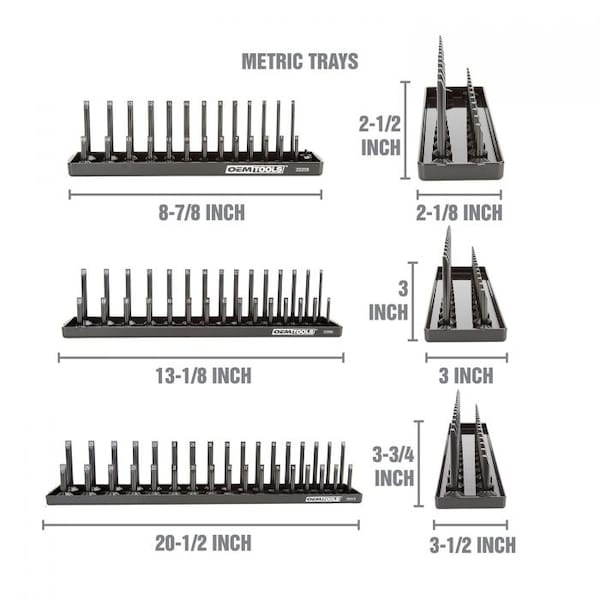 3 Piece Socket Tray Metric